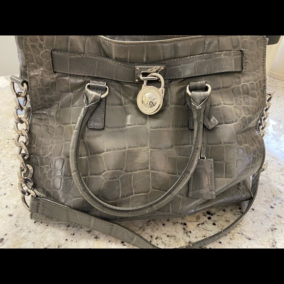Michael Kors croc grey Hamilton Handbag - Picture 1 of 6